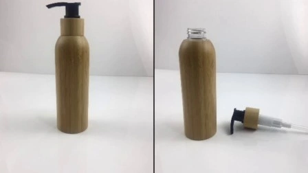 Frasco cosmético de bambu para creme e loção orgânicos